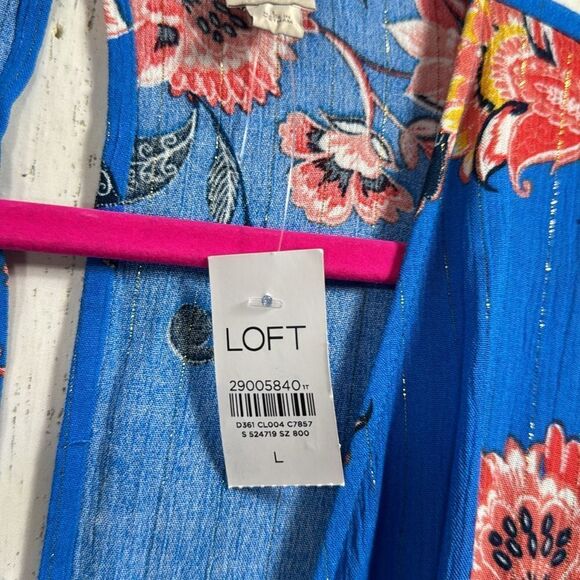 Loft Beach Womens Shimmer Garden Floral Beachy Blue Pockets Lightweight Romper - Picture 6 of 16